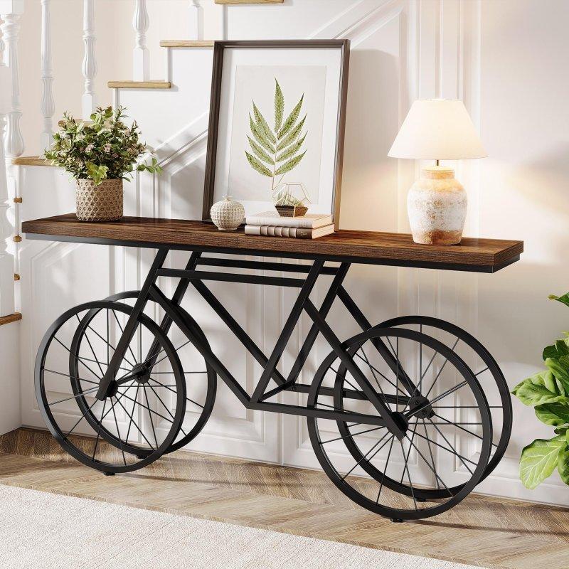 Rustik Kahverengi MDF ve Siyah Metal Bisiklet Tasarımlı Endüstriyel Dresuar - 181 cm - 332880