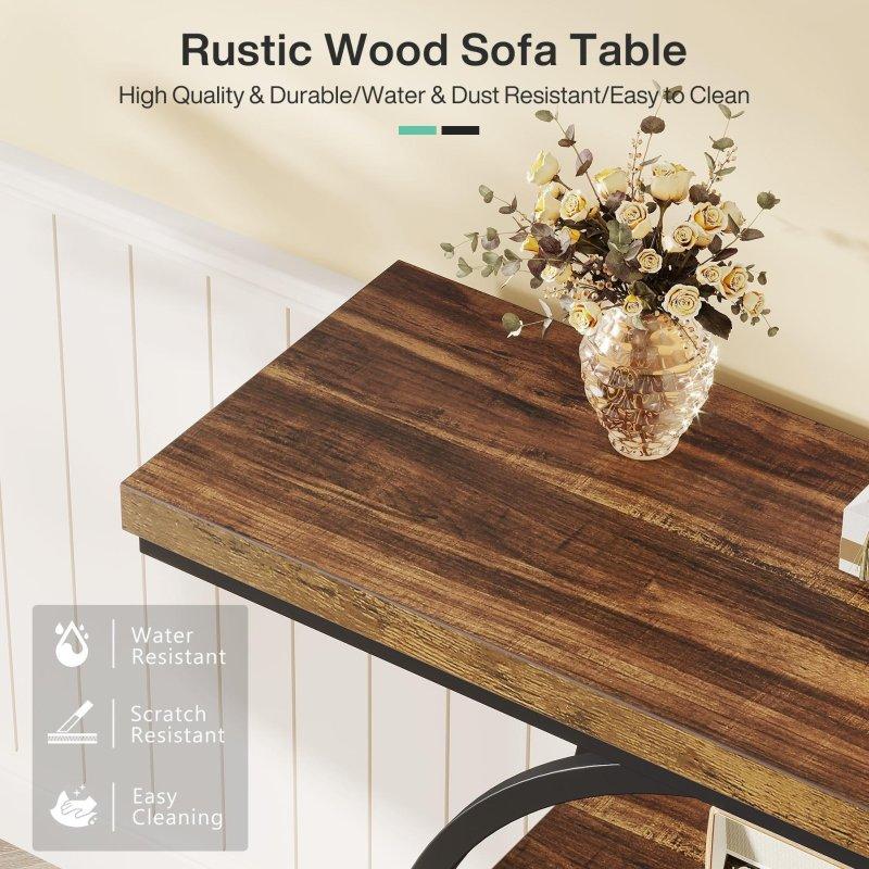 Rustik Kahverengi Metal Çerçeveli 4 Raflı Yuvarlak Detaylı Endüstriyel Dresuar - 105x30x81 cm - 333222
