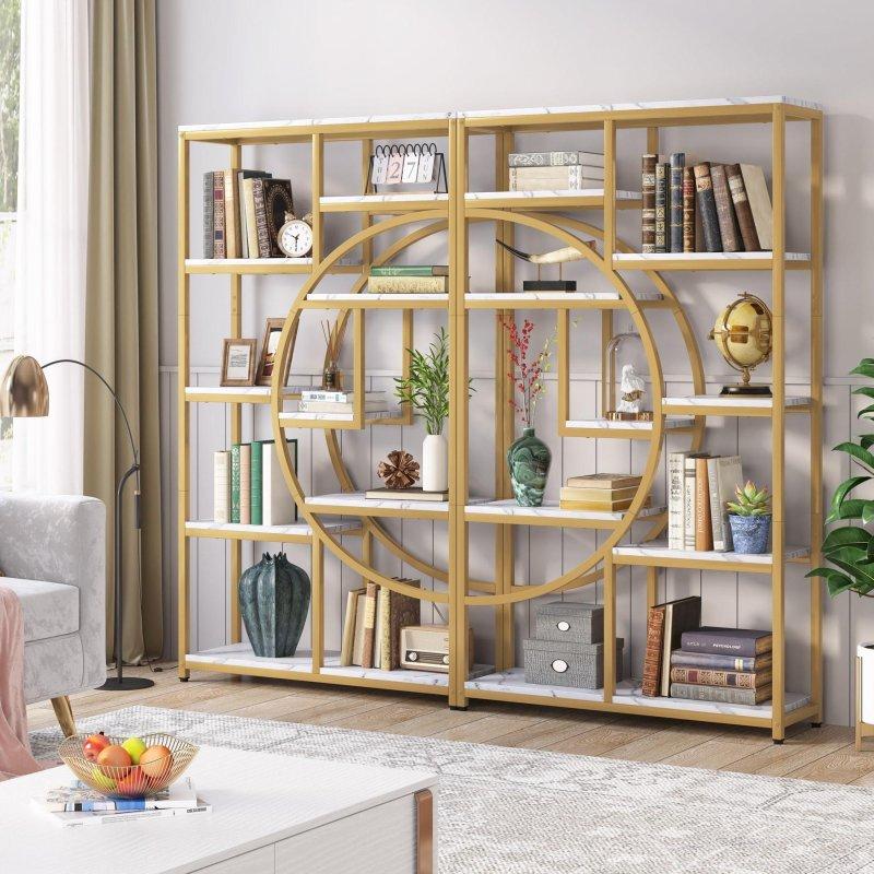 Rustik Kahverengi Metal ve MDF Endüstriyel 8 Raflı Kitaplık - 175 cm - 314823