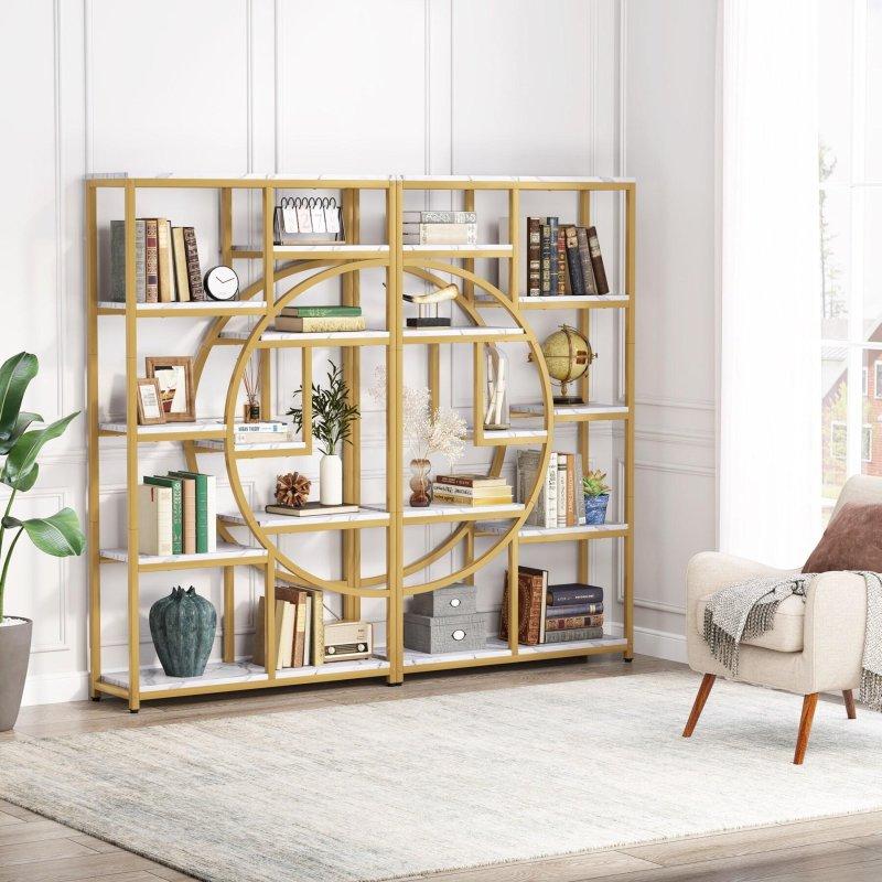 Rustik Kahverengi Metal ve MDF Endüstriyel 8 Raflı Kitaplık - 175 cm - 314823