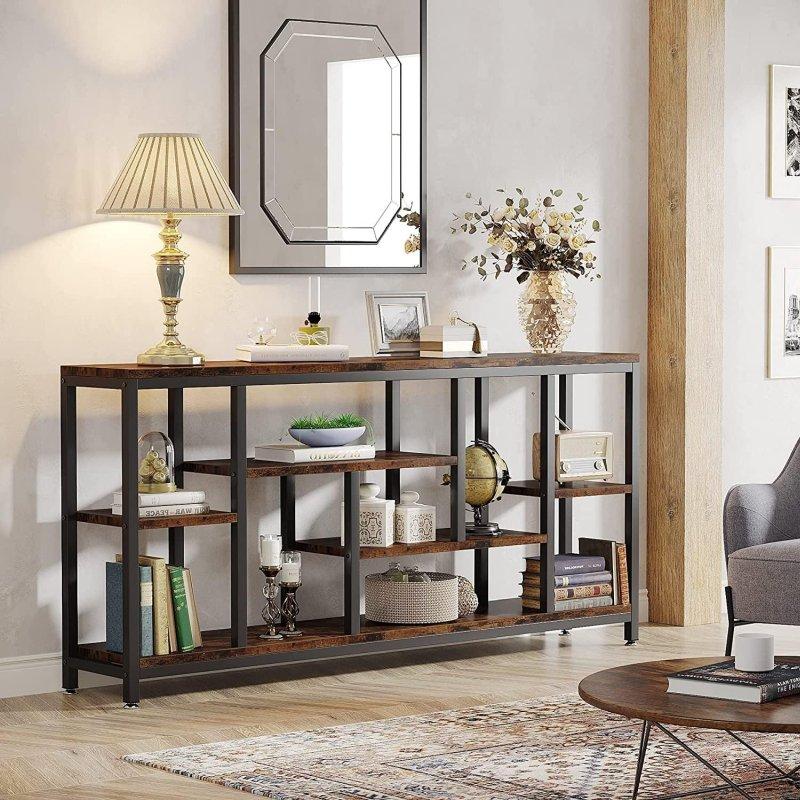 Rustik Kahverengi Metal ve Suntalam 3 Raflı Endüstriyel Dresuar - 180 cm - 332491