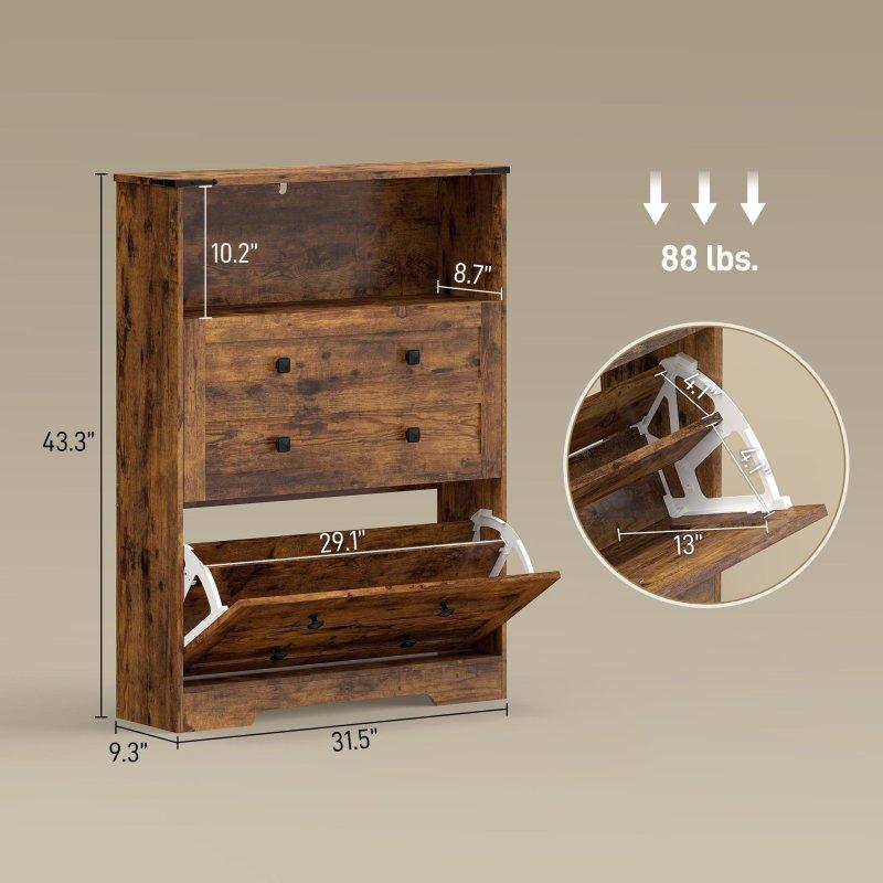 Rustik Kahverengi Suntalam Açık Raflı 2 Kapaklı Çok Amaçlı Banyo Dolabı - 81x24x110 cm - 333462