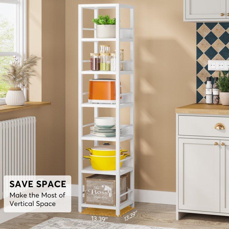 Rustik Kahverengi Suntalam ve Metal 6 Katlı Dar Köşe Kitaplık - 190 cm - 320293