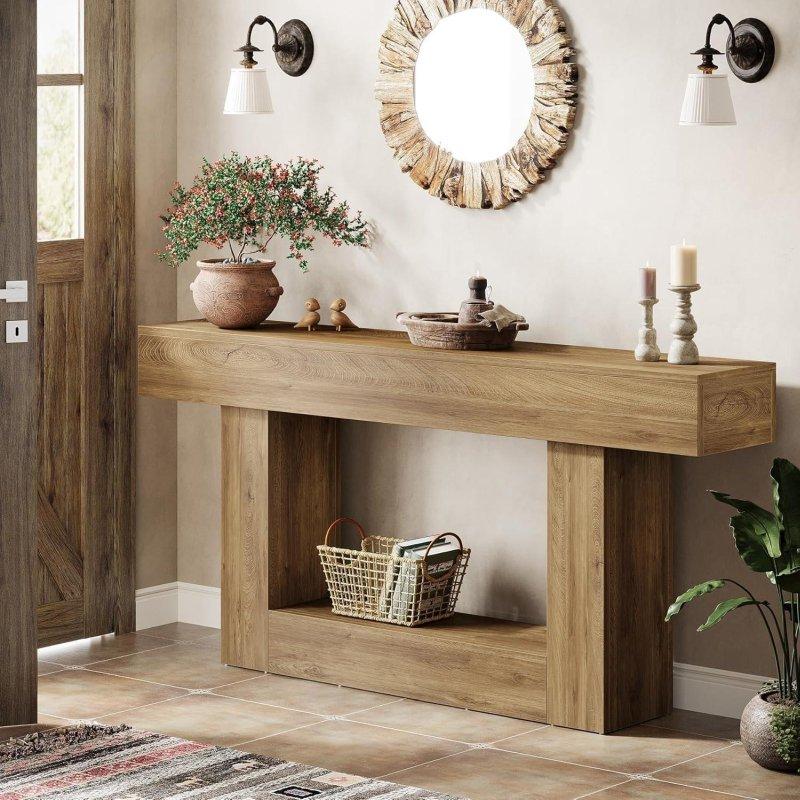 Rustik Kahverengi ve Gri MDF İki Katlı Kır Evi Dresuar - 161 cm - 333199