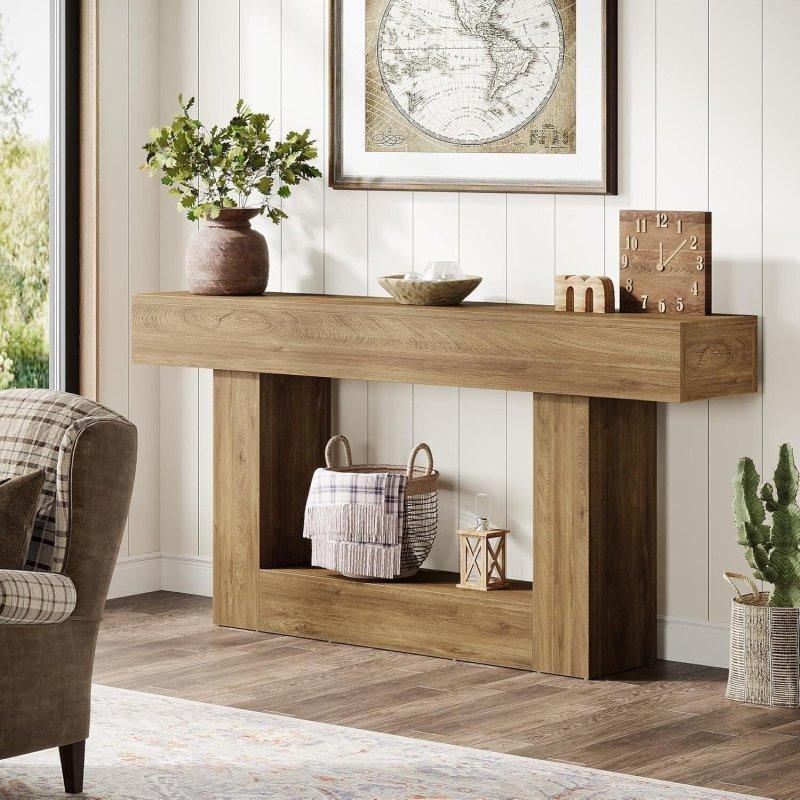 Rustik Kahverengi ve Gri MDF İki Katlı Kır Evi Dresuar - 161 cm - 333199