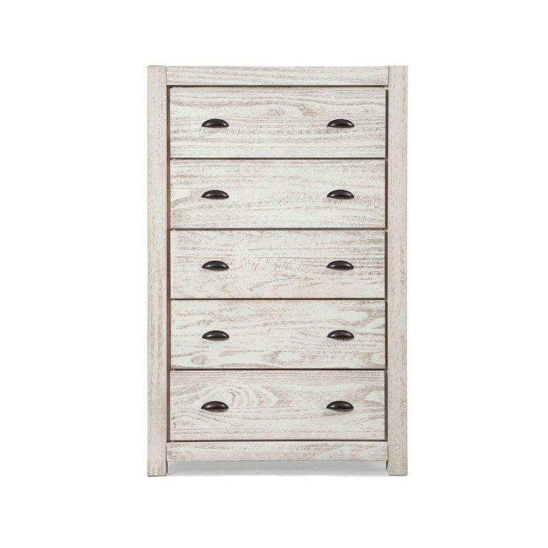 Rustik Masif Ahşap 5 Çekmeceli Şifonyer - 83x134x46 cm - 305681