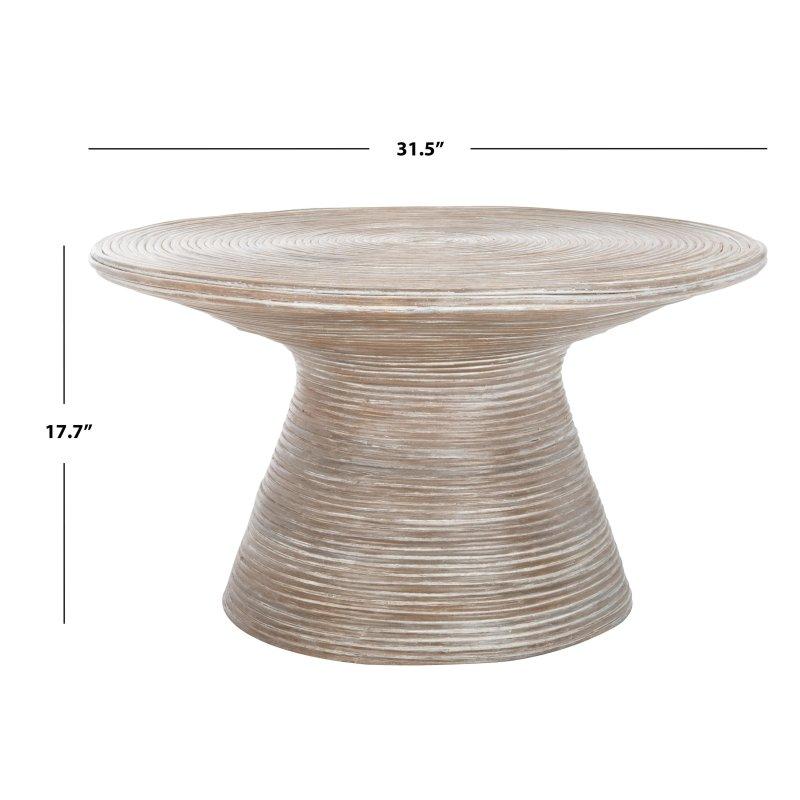 Şampanya Metal Kaide Tasarımlı Tambur Yuvarlak Orta Sehpa - 82x82 cm - 239600