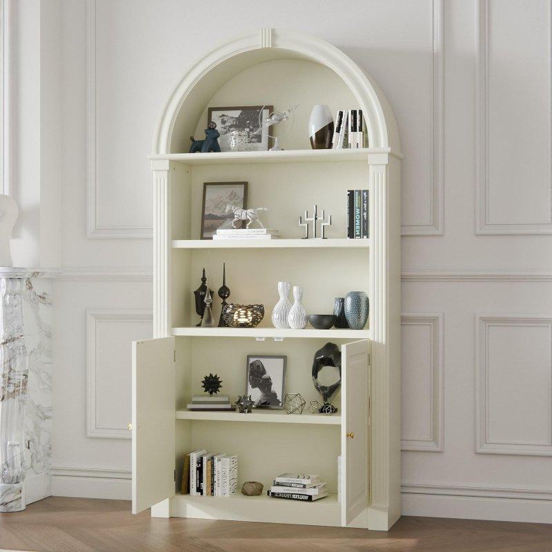 Sarı Ahşap Kemerli Kapaklı 5 Raflı Kitaplık - 93x181x27 cm - 315778