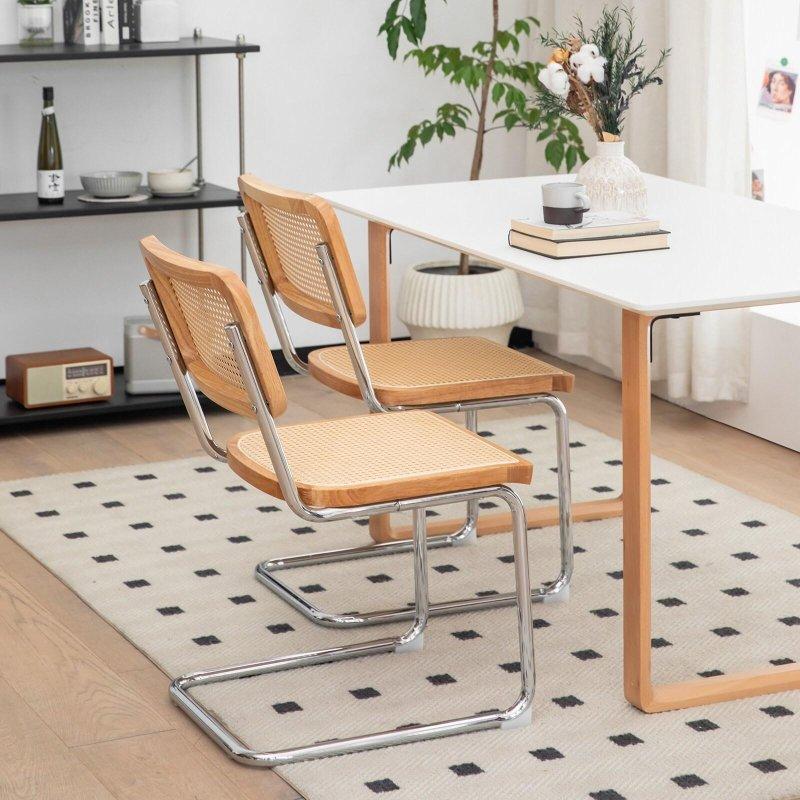 Sarı Kadife Krom 2li Set İstiflenebilir Rattan Sandalye - 251855