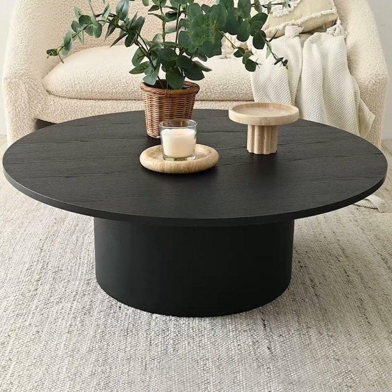 Sarı MDF Kaide Ayaklı Yuvarlak Orta Sehpa - 102 cm - 243083