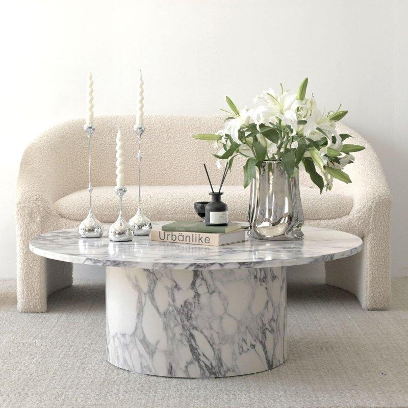 Sarı MDF Kaide Ayaklı Yuvarlak Orta Sehpa - 102 cm - 243083