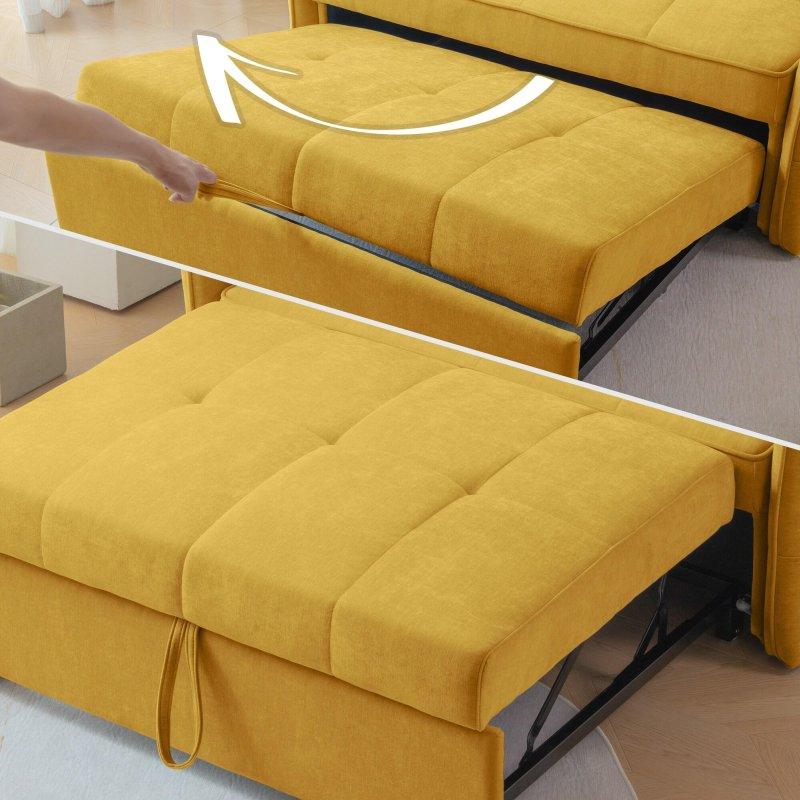 Sarı Şönil Kumaş Yataklı ve Ayarlanabilir Kolçaklı Bohem Koltuk - 136 cm - 280902