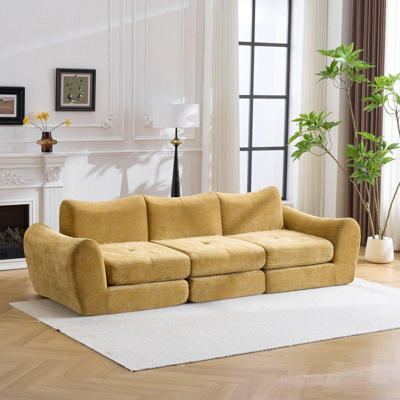 Sarı Sünger Dolgulu Modüler Yataklı Bohem Koltuk - 259x73x93 cm - 293025