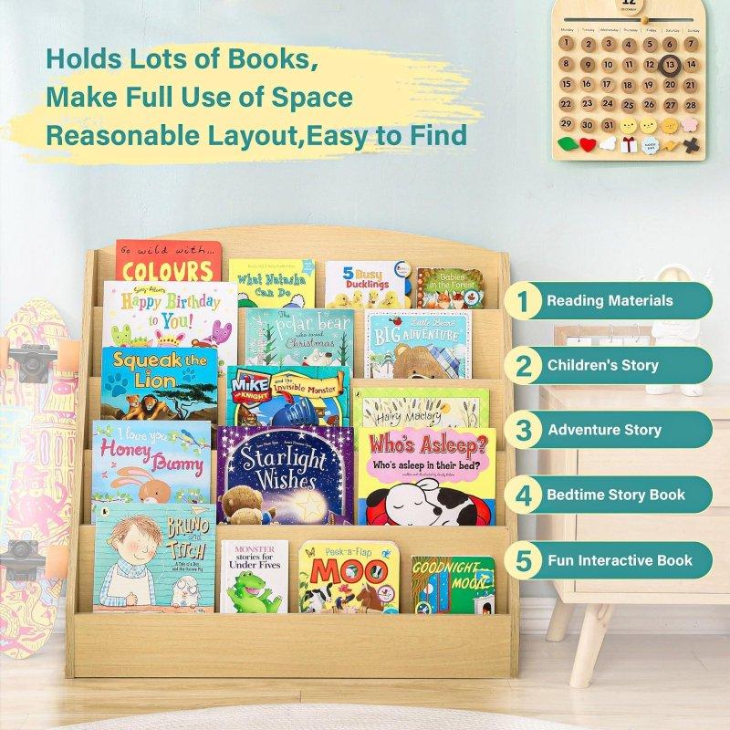 Sarı Yonga Levha 5 Raflı Montessori Çocuk Kitaplığı - 316078