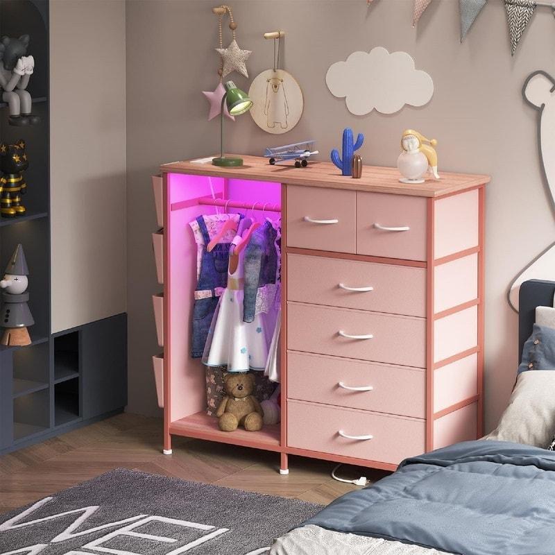 Şarj İstasyonlu ve LED Işıklı Demir 6 Çekmeceli Şifonyer - 302513