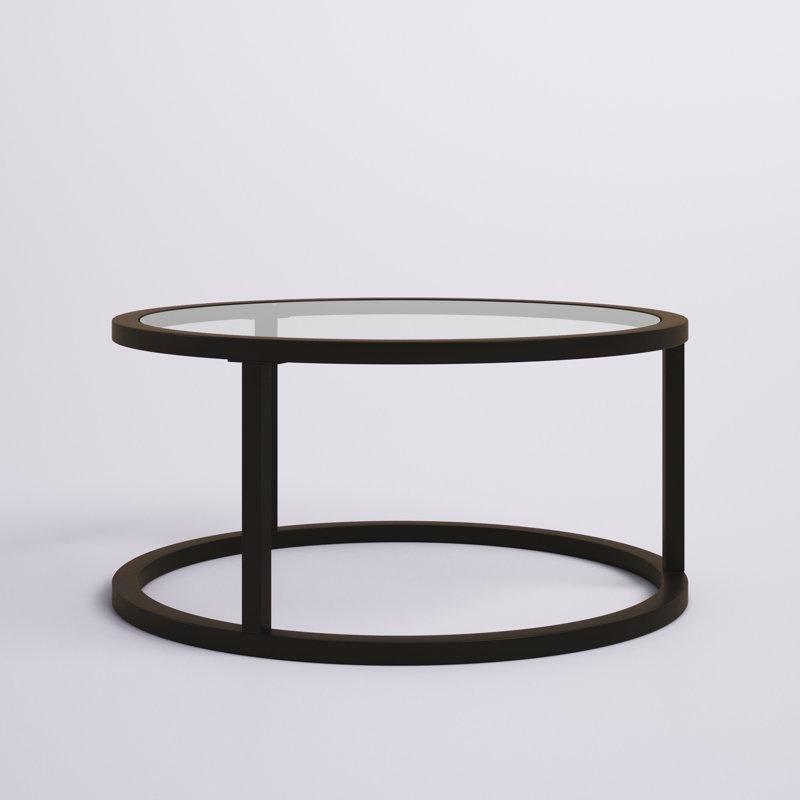 Şeffaf Cam ve Çelik El İşi Çerçeveli Yuvarlak Orta Sehpa - 89x89 cm - 244838