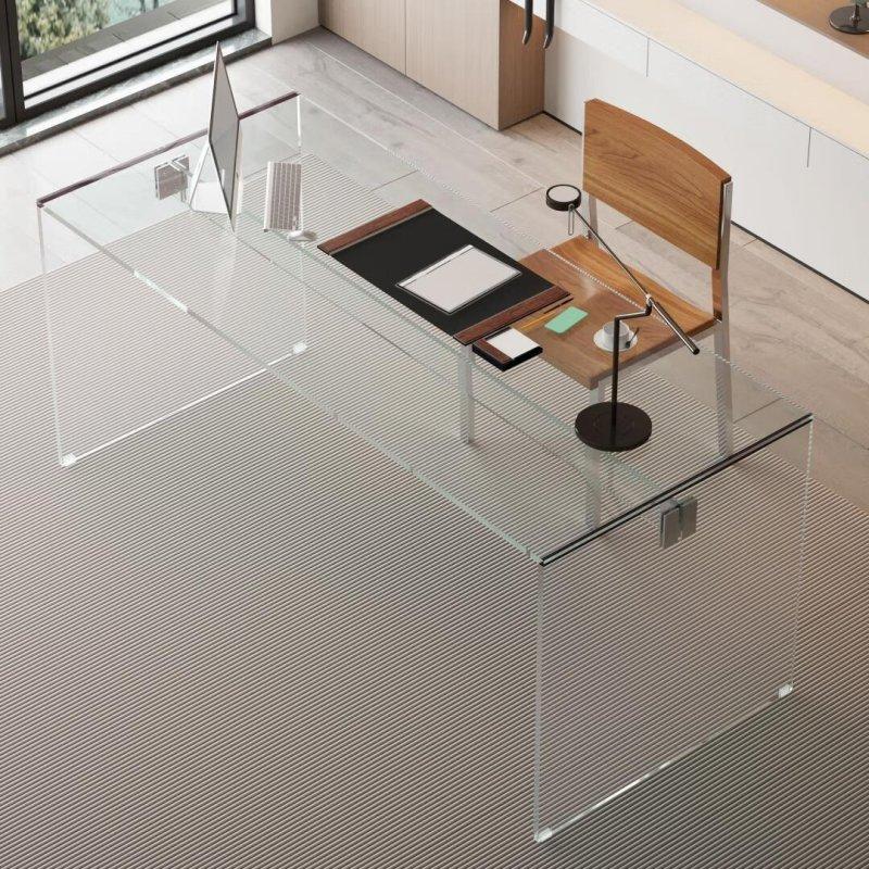 Şeffaf Temperli Cam Krom Donanımlı Ofis Masası - 135x75x66 cm - 327142