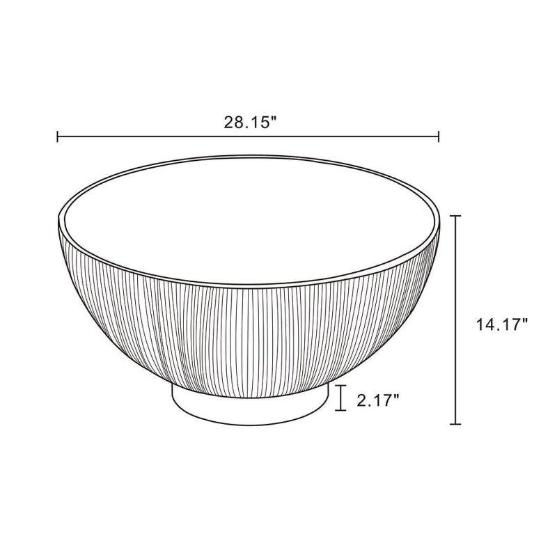 Seramik Mermer Tablalı Pileli Suni Deri Gold Paslanmaz Çelik Yuvarlak Orta Sehpa - 72x36 cm - 243420
