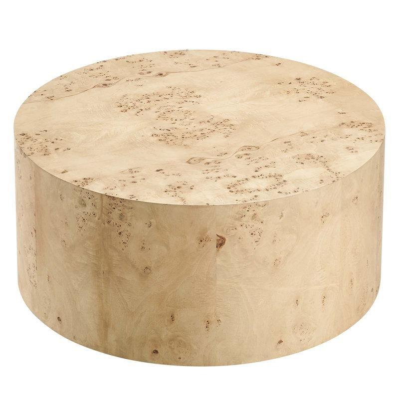 Şimşir Ağacı Kaplama Tambur Tabanlı Yuvarlak Orta Sehpa - 89 cm - 244890