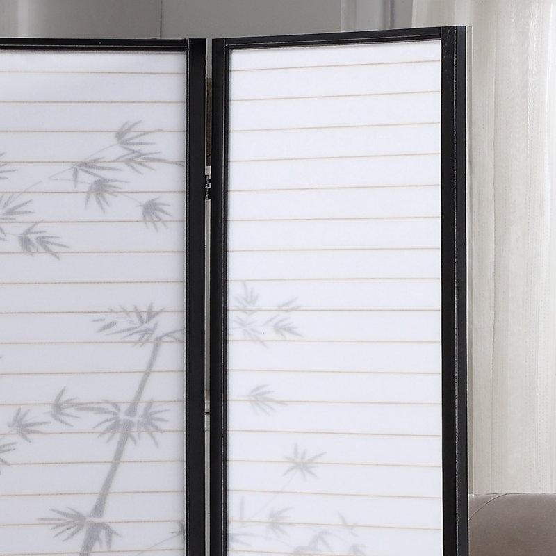 Siyah Ahşap Bambu Desenli 4 Panelli Paravan - 183x181 cm - 321526