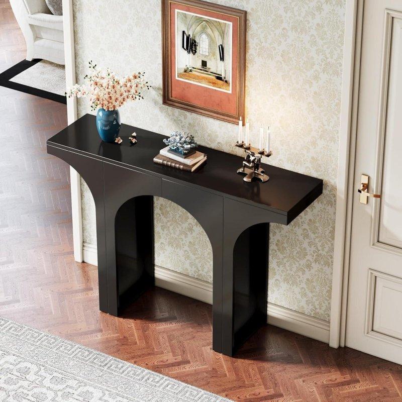 Siyah Ahşap Dikey Panelli Modern Dresuar - 120 cm - 332381