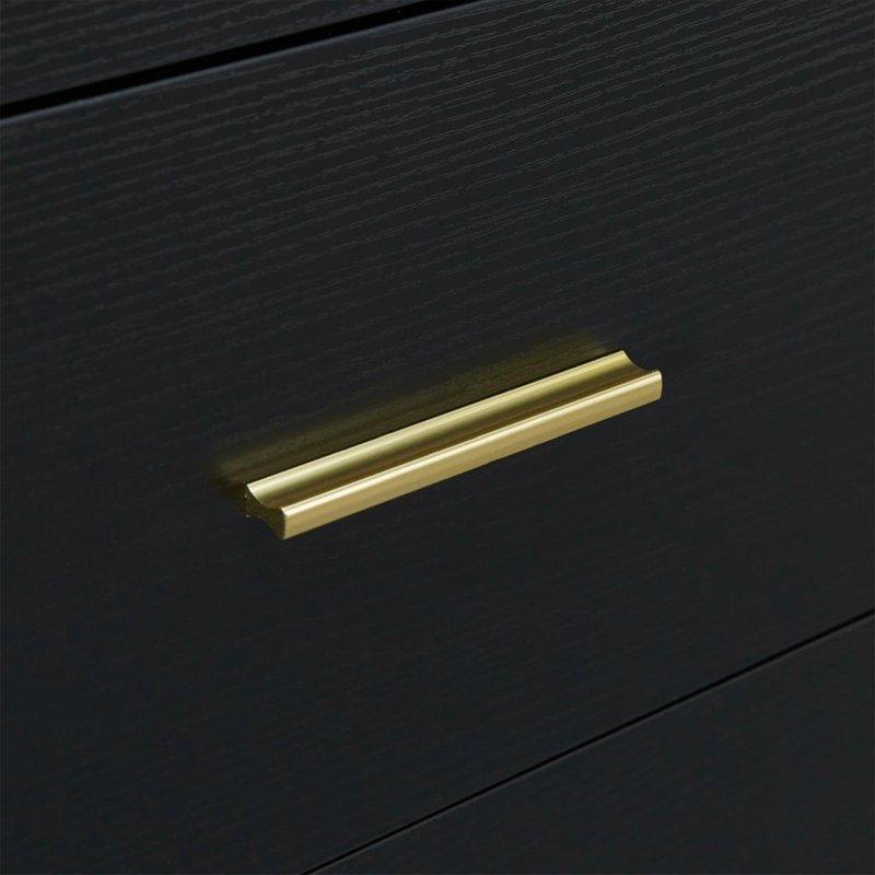 Siyah Ahşap Gold Kulplu 9 Çekmeceli Geniş Şifonyer - 160 cm - 311514