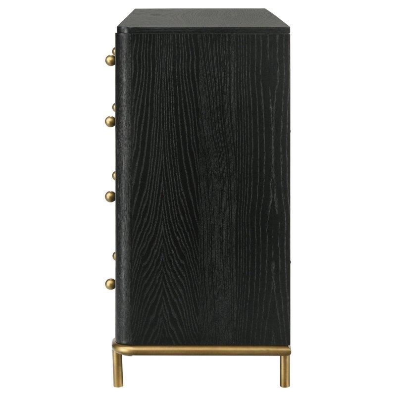Siyah Ahşap Laminat 8 Çekmeceli Geniş Şifonyer - 161x94 cm - 310853