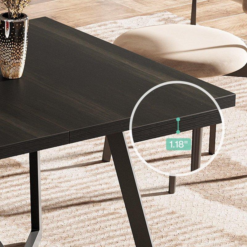 Siyah Ahşap Metal Ayaklı Endüstriyel Ofis Masası - 180x80 cm - 325967