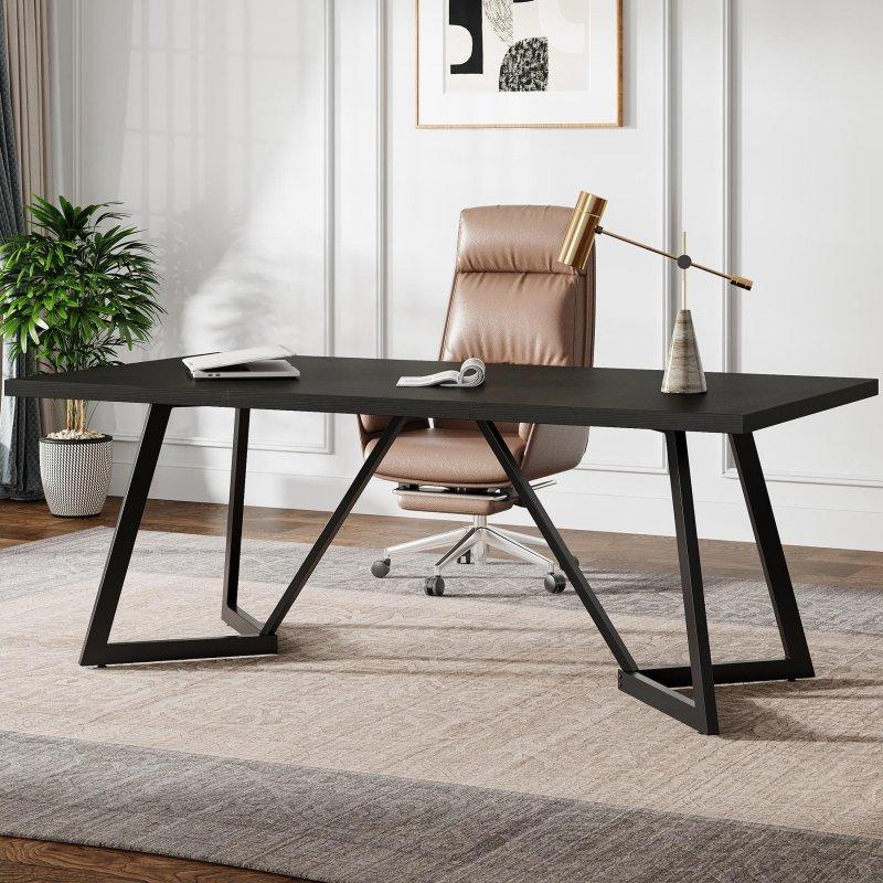 Siyah Ahşap Metal Ayaklı Endüstriyel Ofis Masası - 180x80 cm - 325967 Siyah Ahşap Metal Ayaklı Endüstriyel Ofis Masası - 180x80 cm - 325967