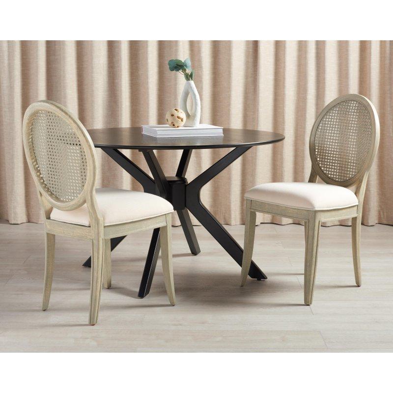 Siyah Ahşap Rattan Sırtlı 2li Yemek Sandalyesi - 49x58x98 cm - 251461