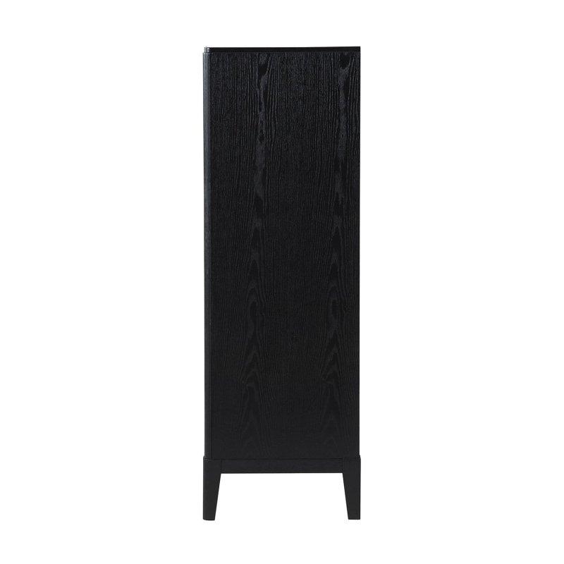 Siyah Ahşap Yivli Gold Yarım Ay Kulplu 5 Çekmeceli Şifonyer - 93x144x46 cm - 310952