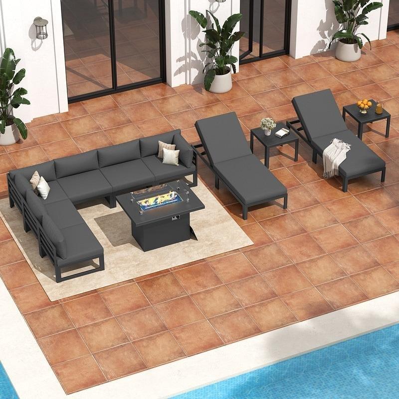 Siyah Alüminyum Ateş Çukurlu Modüler Bahçe Takımı - 74 cm Derin Oturum - 269001