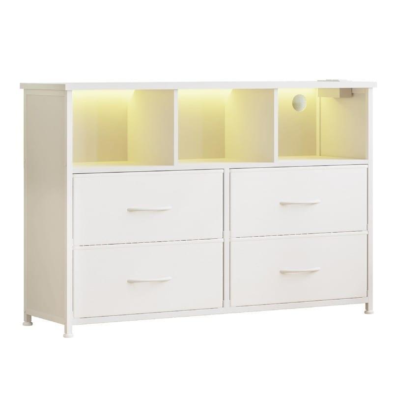 Siyah-Beyaz Metal ve Ahşap 4 Çekmeceli 3 Raflı Şifonyer - 99x30x80 cm - 305951