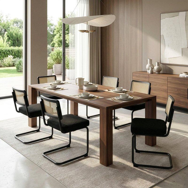 Siyah Buklet Kumaş Rattan Sırtlıklı Demir Ayaklı 2li Set Rattan Sandalye - 251588
