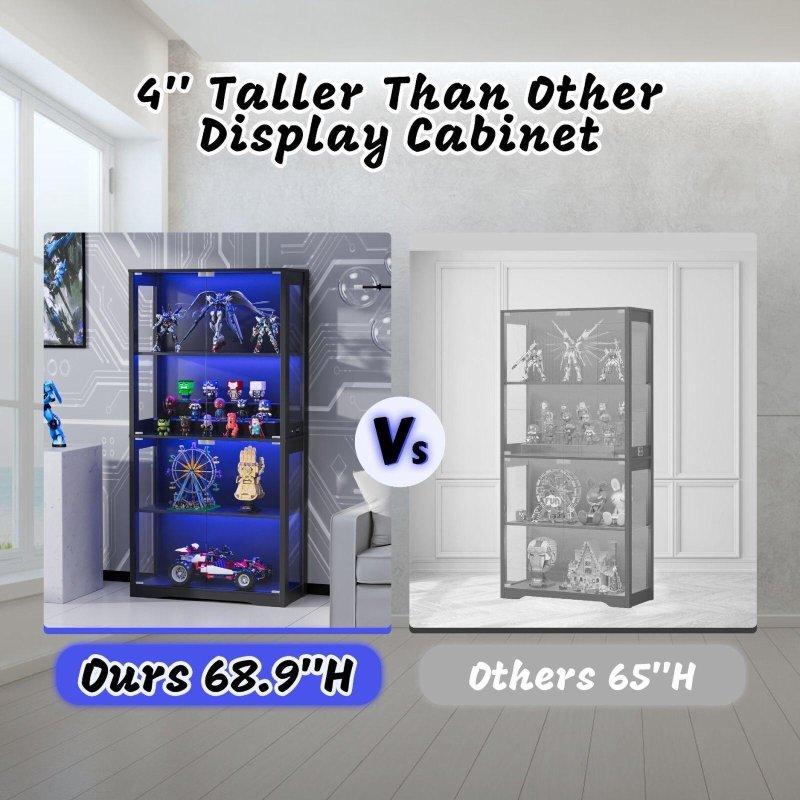 Siyah Cam LED Işıklı ve Hareket Sensörlü Kitaplık - 81x176x36 cm - 315397