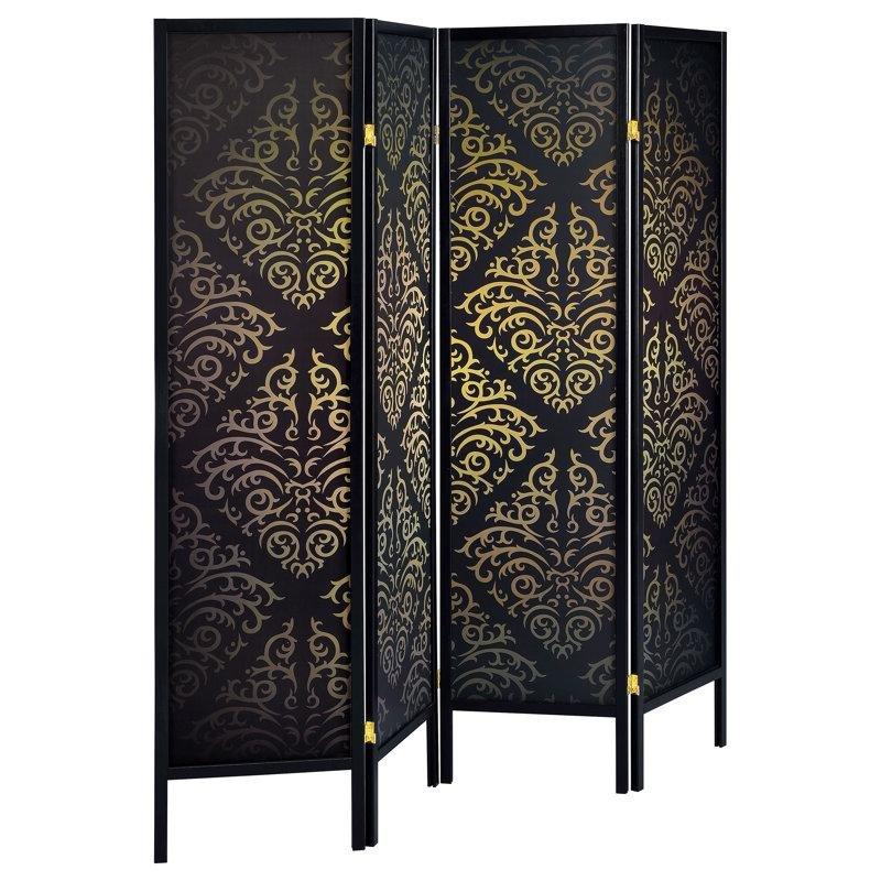 Siyah Çam Masif Ahşap Katlanır Paravan - 179x179 cm - 321367
