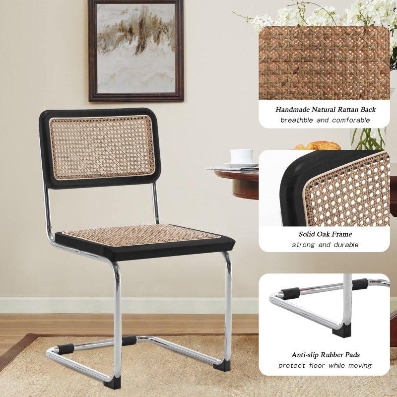 Siyah Çelik İskeletli 2li Set İstiflenebilir Rattan Sandalye - 253025
