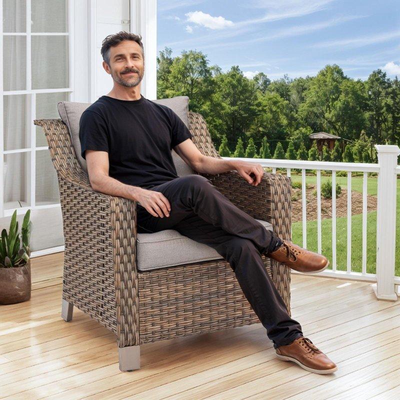 Siyah Çelik İskeletli Yüksek Sırtlı Minderli Rattan Sandalye Seti 2li - 253133
