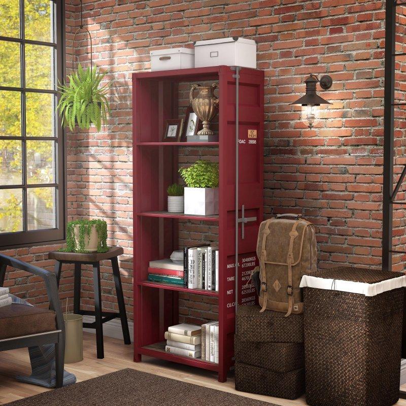 Siyah Çelik ve MDF Açık Sırtlı 4 Raflı Kitaplık - 164x67x36 cm - 316713