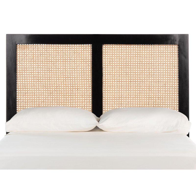 Siyah Çerçeveli Naturel Rattan Hasır Panel Yatak Başlığı - 334776