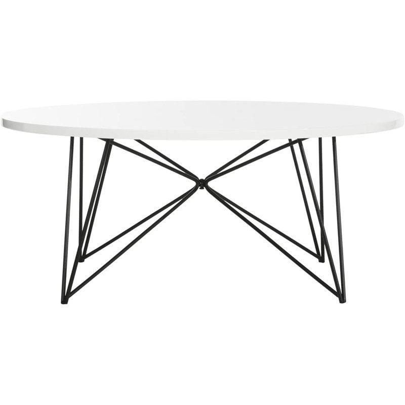 Siyah Demir Firkete Ayaklı MDF Dalgalı Kenarlı Yuvarlak Orta Sehpa - 86 cm - 245034