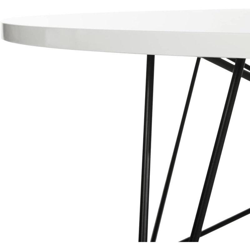 Siyah Demir Firkete Ayaklı MDF Dalgalı Kenarlı Yuvarlak Orta Sehpa - 86 cm - 245034