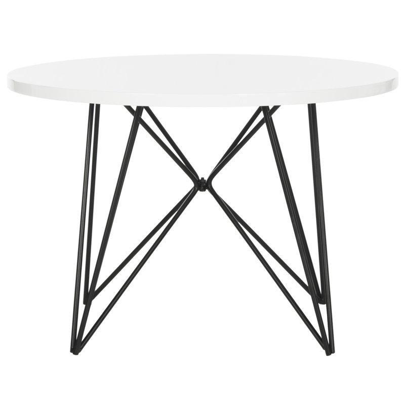 Siyah Demir Trestle Ayaklı Dişbudak MDF Yuvarlak Orta Sehpa - 60 cm - 244626