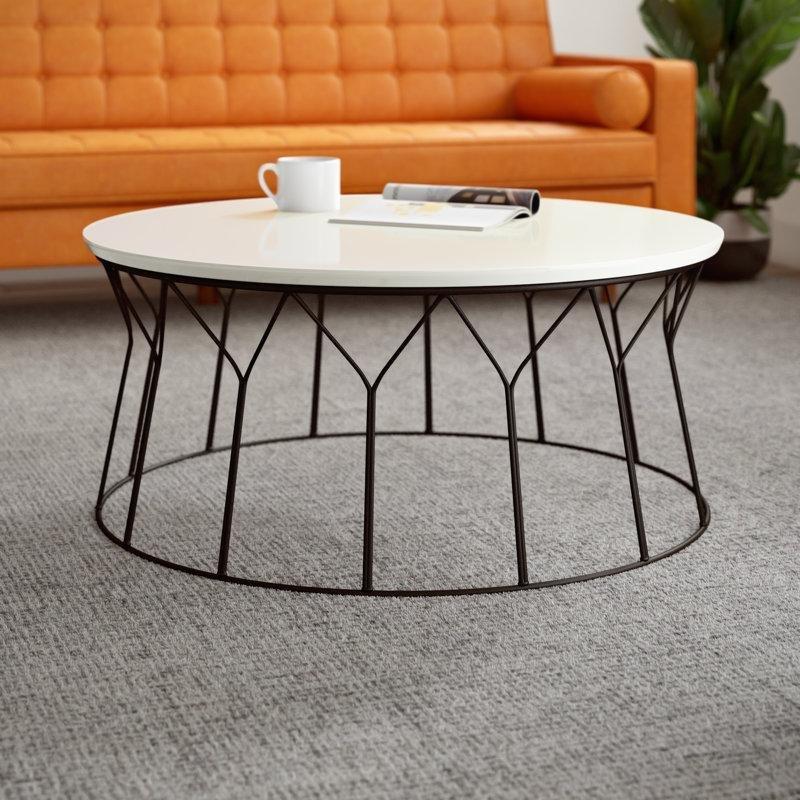 Siyah Demir Y-Ayaklı MDF Yuvarlak Orta Sehpa - 90x41 cm - 244255