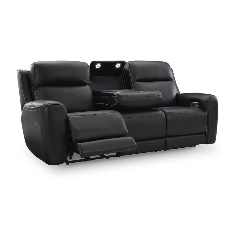 Siyah Deri Elektrikli Mekanizmalı Isıtmalı ve Masajlı Bohem Koltuk - 227x102x110 cm - 294655