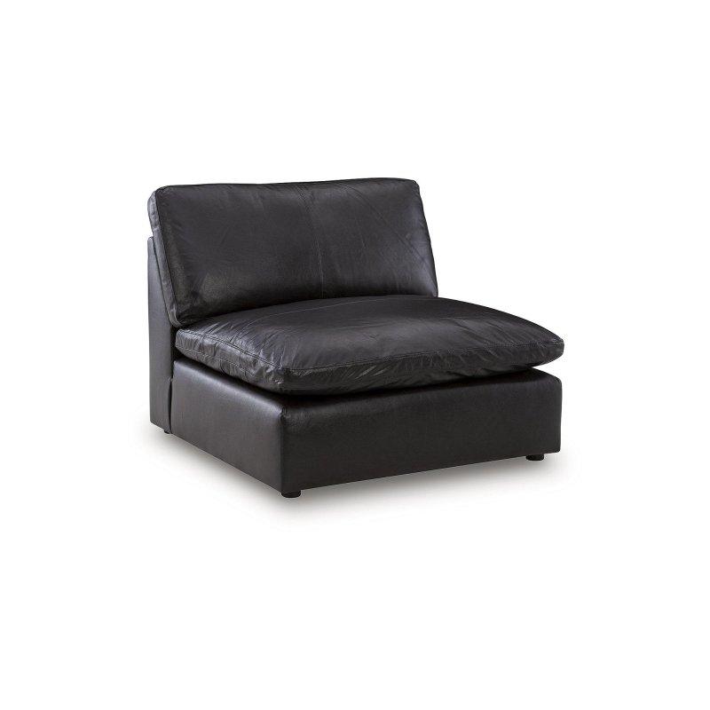 Siyah Deri ve Suni Deri Modüler 5 Parçalı Köşe Koltuk - 331x331 cm - 255674