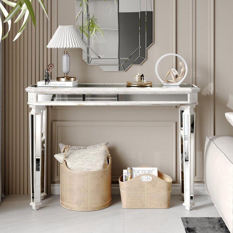 Siyah Gold MDF Aynalı Oymalı Eskitme Dresuar - 122 cm - 330932