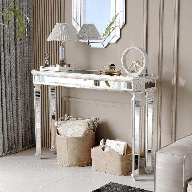 Siyah Gold MDF Aynalı Oymalı Eskitme Dresuar - 122 cm - 330932