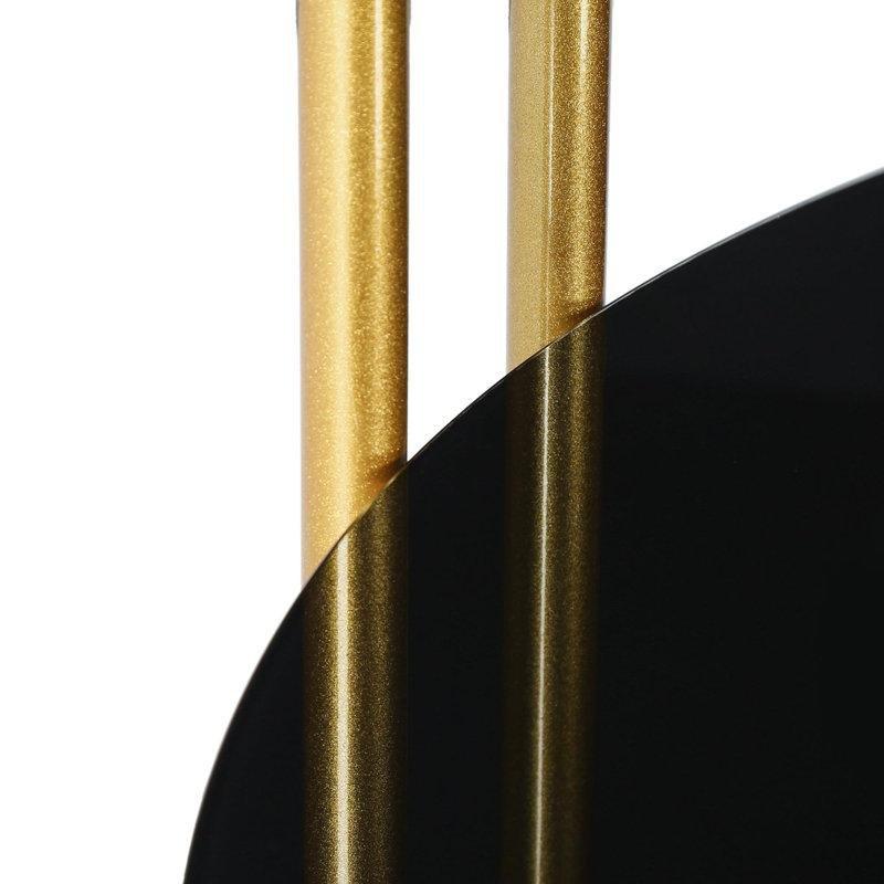 Siyah Gold Sinterlenmiş Taş ve Cam Raflı Yuvarlak Orta Sehpa - Ø89 cm - 243742