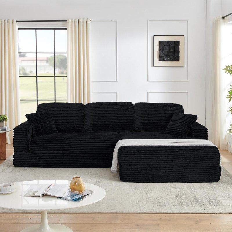Siyah Havlu Kumaş Modüler Modern Bohem Koltuk - 287x224 cm - 293554
